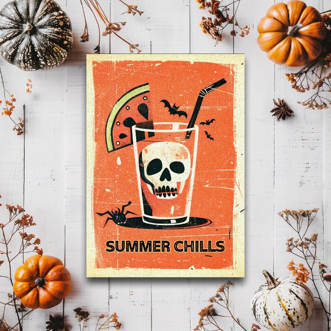 Cartão Postal Retro Spooky Summer Skeleton Gótico (Criador carregado)