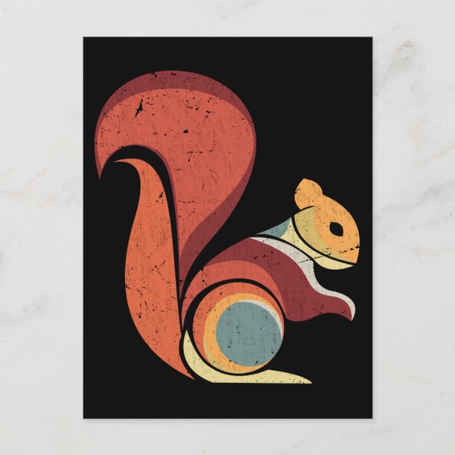 Cartão Postal Retro Squirrel Men Women Rodand Animal (Frente)