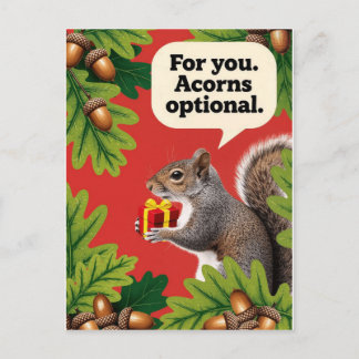 Cartão Postal Retro Squirrel with gift parcel greeting
