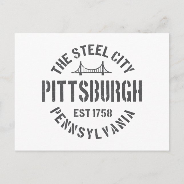Cartão Postal Retro Steel City Pittsburgh Pensilvânia Yinz (Frente)