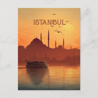 Cartão Postal Retro Sunset View Istanbul Turkiye Travel