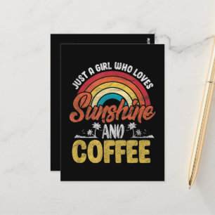 Cartão Postal Retro Sunshine e Amante de Café