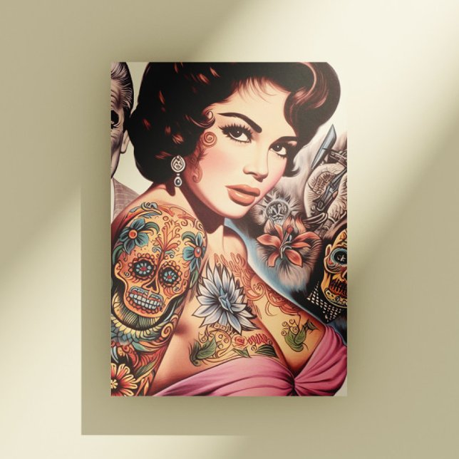 Cartão Postal Retro Tatuada Pin-up (Criador carregado)