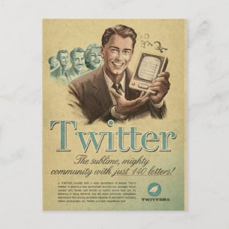 Cartão Postal Retro Twitter Social Media Ad por Enviar Meu Amor