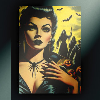 Cartão Postal Retro Vampire Girl