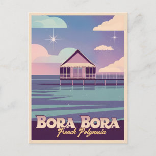 Cartão Postal Retro Viagem 80s Neon Bora Bora Polinésia Francesa