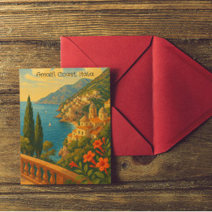 Cartão Postal Retro Viagem Amalfi Coast Italia