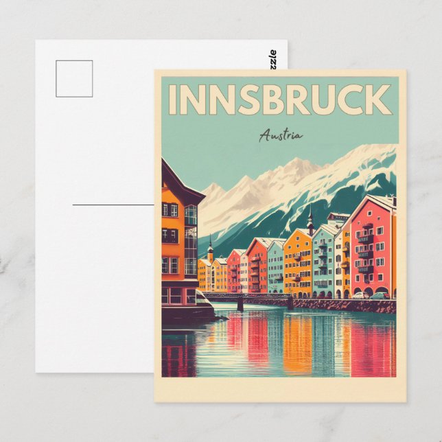 Cartão Postal Retro viagem Innsbruck Tyrol - Presentes dos Alpes (Frente/Verso)