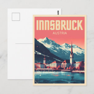 Cartão Postal Retro viagem Innsbruck Tyrol - Presentes dos Alpes