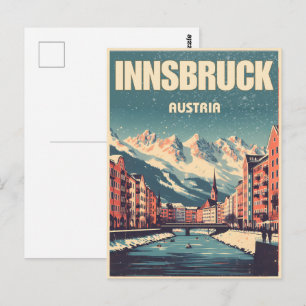 Cartão Postal Retro viagem Innsbruck Tyrol - Presentes dos Alpes