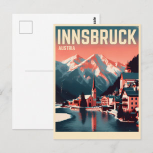 Cartão Postal Retro viagem Innsbruck Tyrol - Presentes dos Alpes