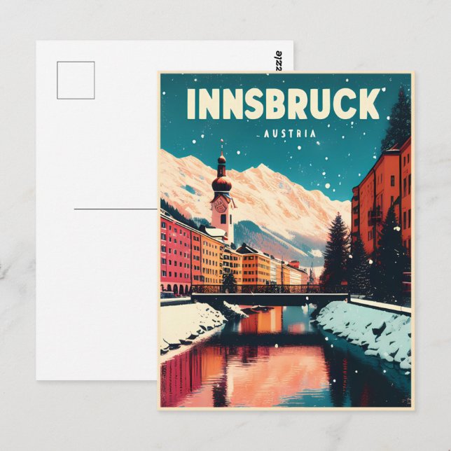 Cartão Postal Retro viagem Innsbruck Tyrol - Presentes dos Alpes (Frente/Verso)