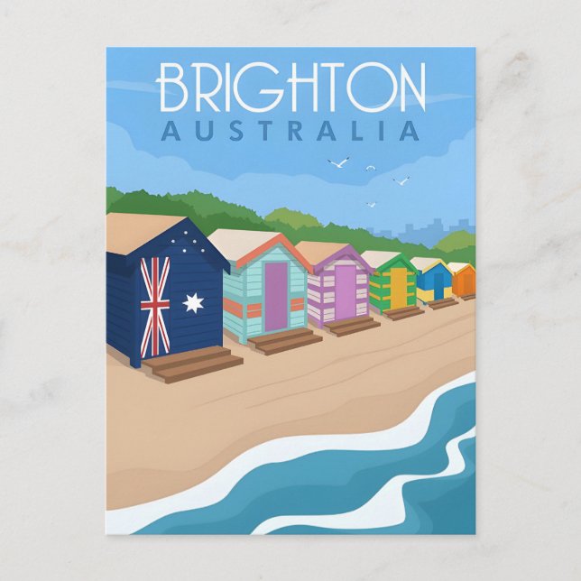 Cartão Postal Retro viagens vintage Brighton Austrália australie (Frente)