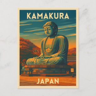 Cartão Postal Retro Viagens vintage Kamakura Japão Buda