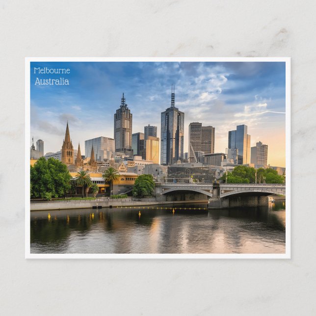 Cartão Postal Retro viagens vintage Melbourne Austrália australi (Frente)