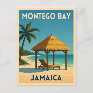 Cartão Postal Retro Viagens vintage Montego Bay Jamaica Beach