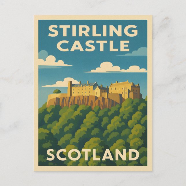 Cartão Postal Retro Viagens vintage Stirling Castle Escócia (Frente)