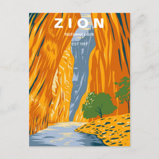 Cartão Postal Retro viagens vintage ZION National Park Utah