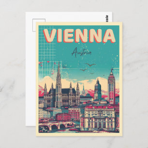 Cartão Postal Retro Viena cidade Áustria - presentes no horizont