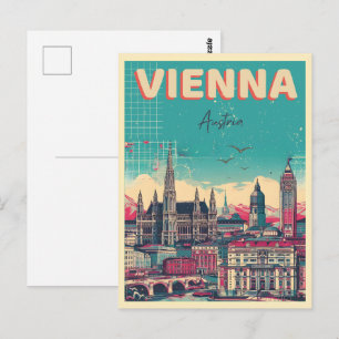 Cartão Postal Retro Viena cidade Áustria - presentes no horizont