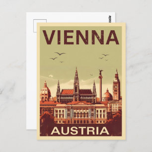 Cartão Postal Retro Viena cidade Áustria - presentes no horizont