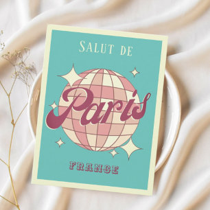 Cartão postal retro vintage azul turquesa de Paris