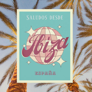 Cartão postal retro vintage da festa de Ibiza Espa