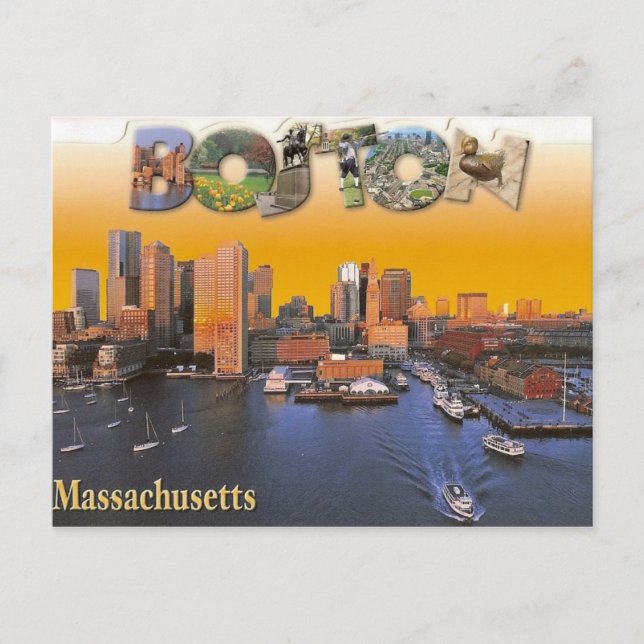 Cartão postal retrô vintage de Boston (Frente)