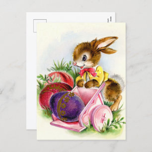 cartão postal retro vintage Easter Bunny Holiday