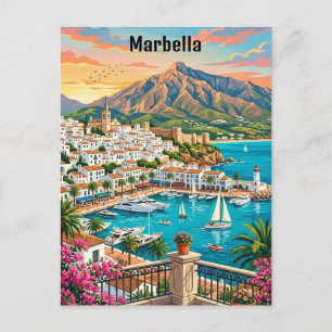 Cartão Postal Retro Vintage Marbella Espanha Costa del Sol