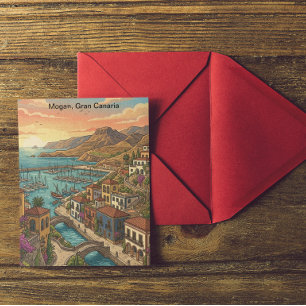 Cartão Postal Retro Vintage Mogan Gran Canária Ilhas Canárias