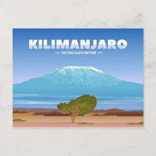 Cartão Postal Retro Vintage Monte Kilimanjaro Tanzânia África