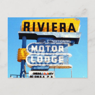 Cartão Postal Retro Vintage Neon Motel Sinal