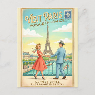 Cartão Postal Retro Vintage Paris Torre Eiffel Fra