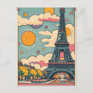 Cartão Postal retro vintage pastel Paris