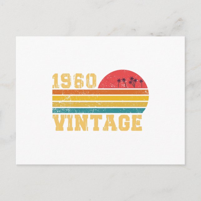 Cartão Postal Retro Vintage Sunset 1960 Birthday    (Frente)