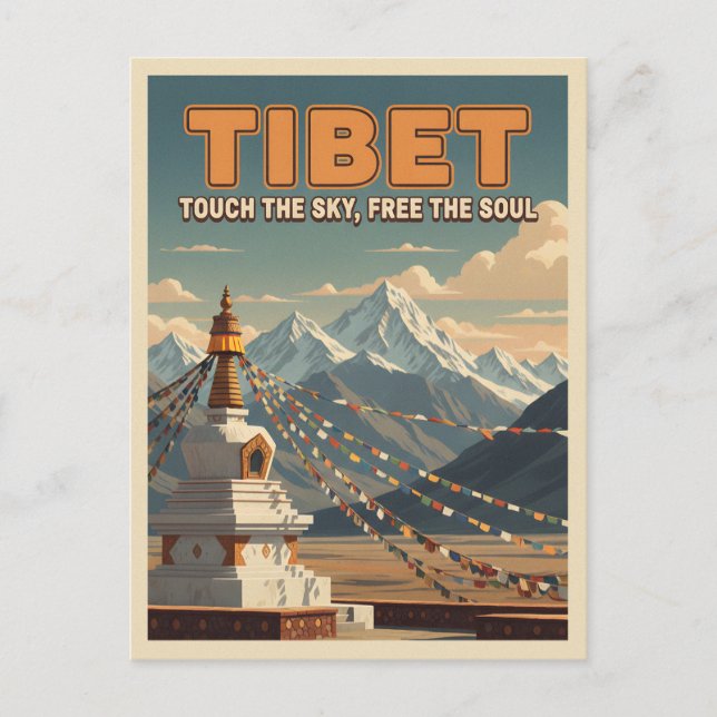 Cartão Postal Retro Vintage Travel Tibet Himalayas Landscape (Frente)