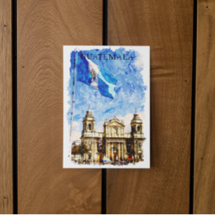 Cartão Postal Retro Vintage Viagem Guatemala Aquarela