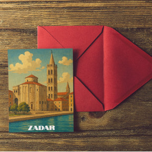 Cartão Postal Retro Vintage Zadar Croácia Viagem
