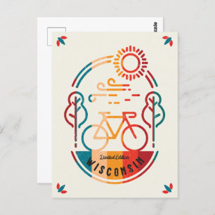 Cartão Postal Retro Wisconsin Bike Trail