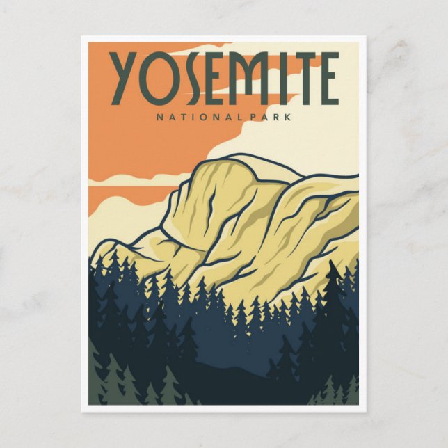 Cartão Postal Retro Yosemite National Park Half Dome California (Frente)