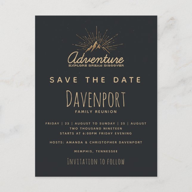 Cartão Postal Reunião da Família de Aventuros de Montanha Salvar (Frente)