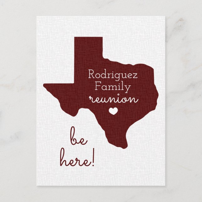 Cartão Postal Reunião da Família Maroon State do Texas (Frente)