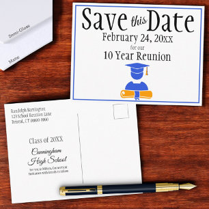 Cartão Postal Reunião de Classe Salvar a Data Minimalista Azul 