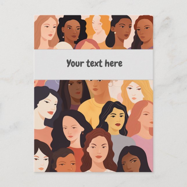 Cartão Postal Reunião de multidões feminina (Frente)