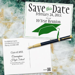 Cartão Postal Reunião de Turma Save The Date Tampa Verde Persona