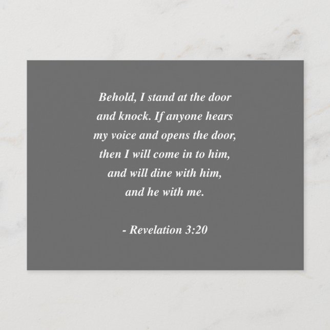 Cartão Postal REVELAÇÕES 3:20 Verso da Bíblia (Frente)