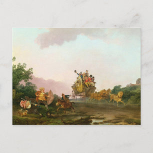 Cartão Postal Reveladores em um treinador, c.1785-90 (óleo na ca