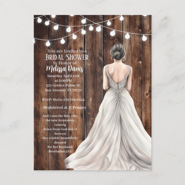 Cartão Postal Revelation 21:2 Bridal Shower Invitation (Frente)