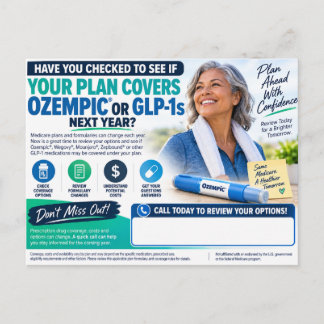 Cartão Postal Revisor de Plano de Medicamentos do Medicare GLP-1